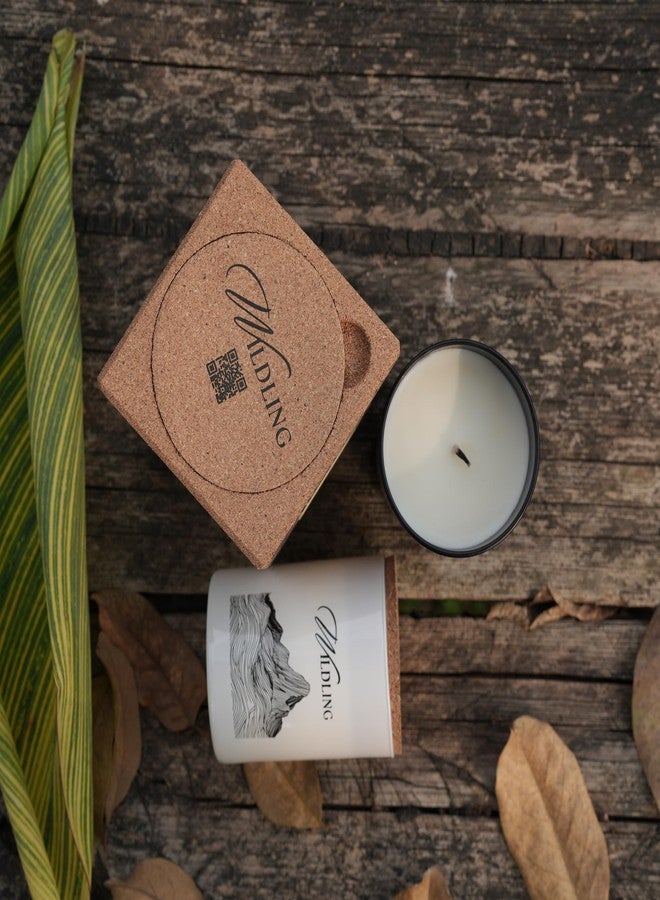 Wildling Dancing in The Rain | Rain, Tuberose Scented Soy Candle in Long-Lasting Cork Box (White) - Image 2